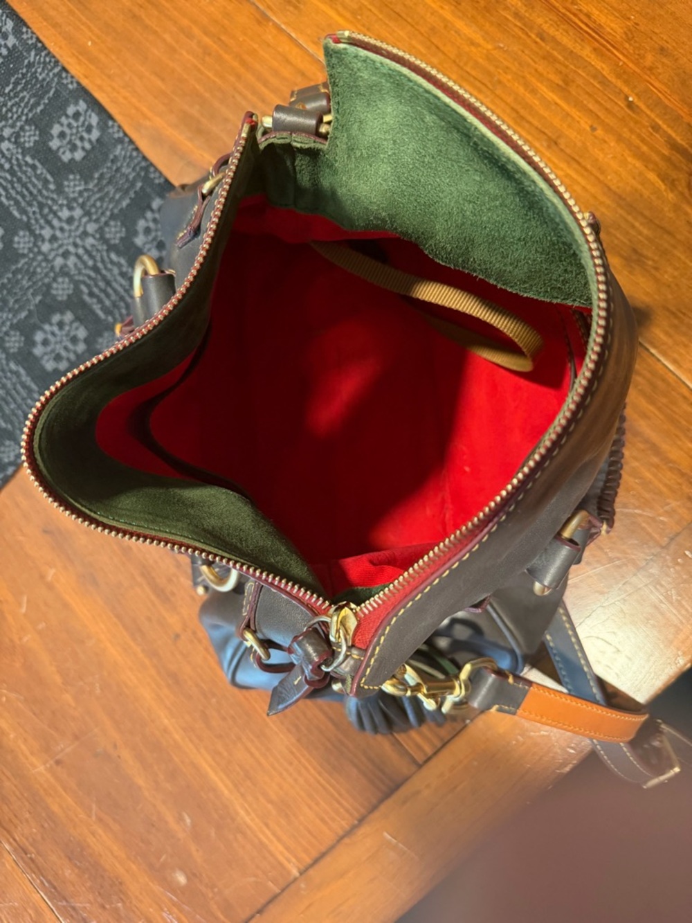 Dooney & Bourke Black Leather Shoulder Bag with Gold Hardware - Picture 3 of 3
